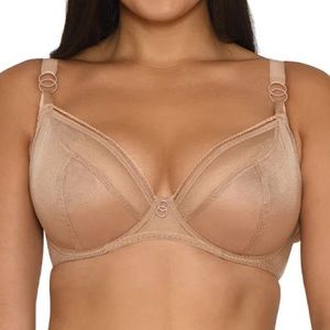 Curvy Kate Lifestyle Plunge Mesh Bra in Latte - UK 32H (D8)